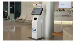 HID technology is integrated into a CTS self-service kiosk to support document authentication and facial verification during visitor check-in.