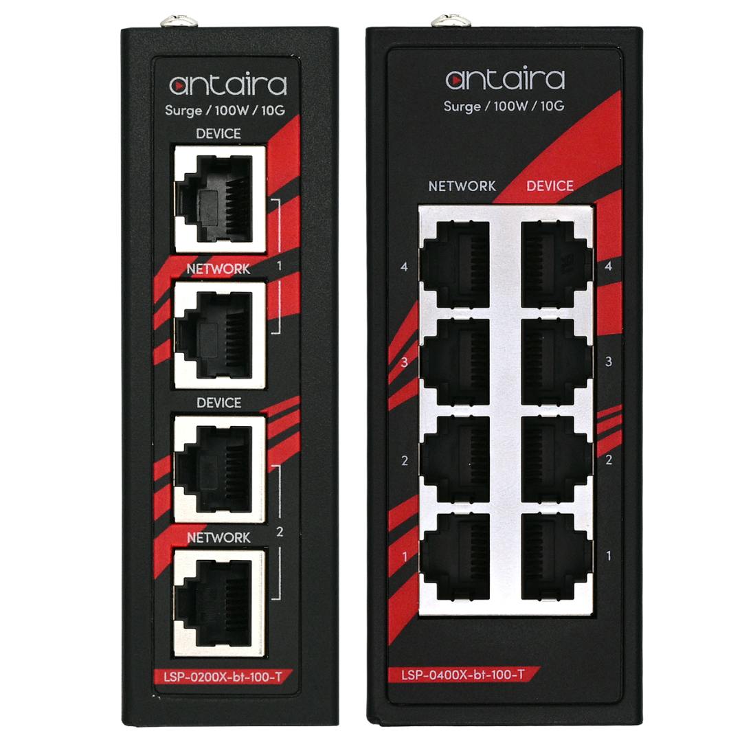 Antaira Technologies' LSP Series provides multi-port surge protection for PoE-powered devices in industrial and outdoor network environments.