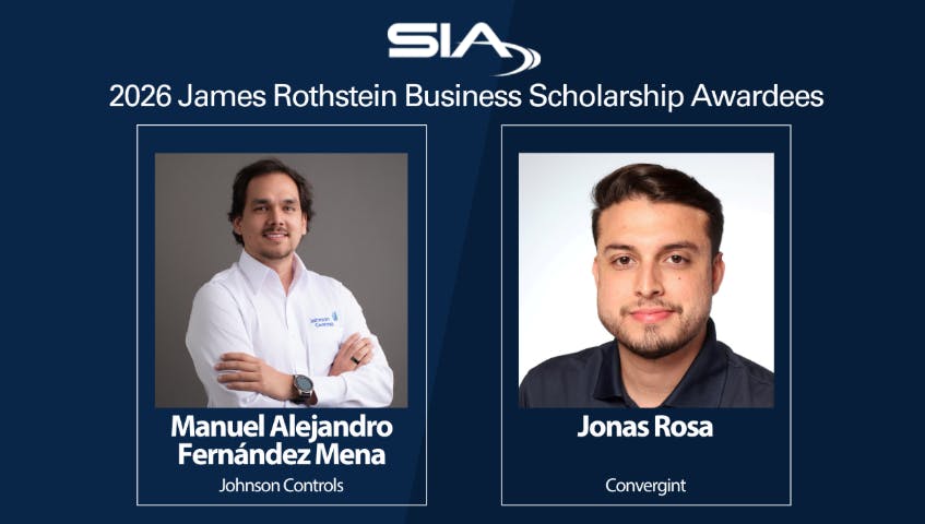SIA has named Manuel Alejandro Fern&aacute;ndez Mena of Johnson Controls and Jonas Rosa of Convergint as the 2026 James Rothstein Business Scholarship recipients.