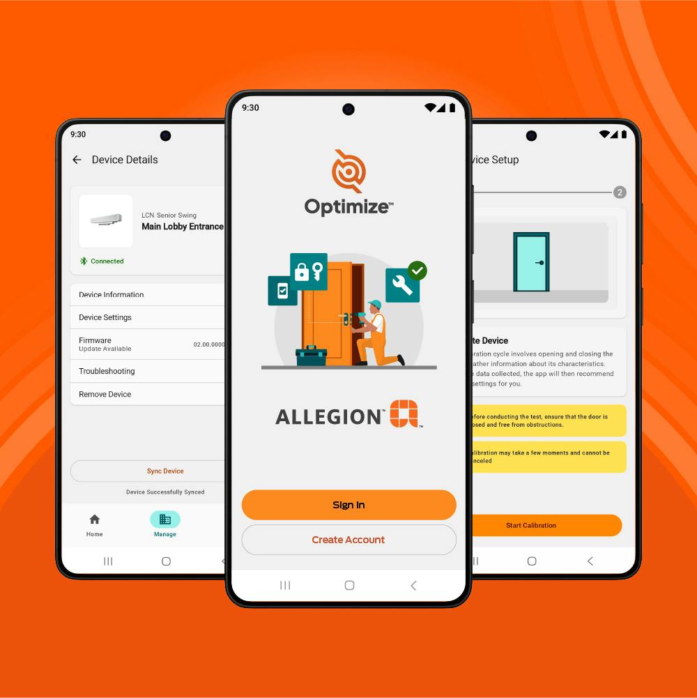 Allegion Optimize provides mobile tools for calibrating, adjusting, maintaining and troubleshooting the LCN Senior Swing Series Auto Operator.