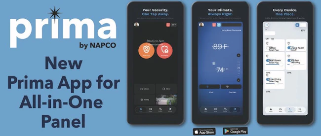 NAPCO's Prima v8 mobile app features a redesigned interface, enhanced security and smart home controls and Apple Watch integration.