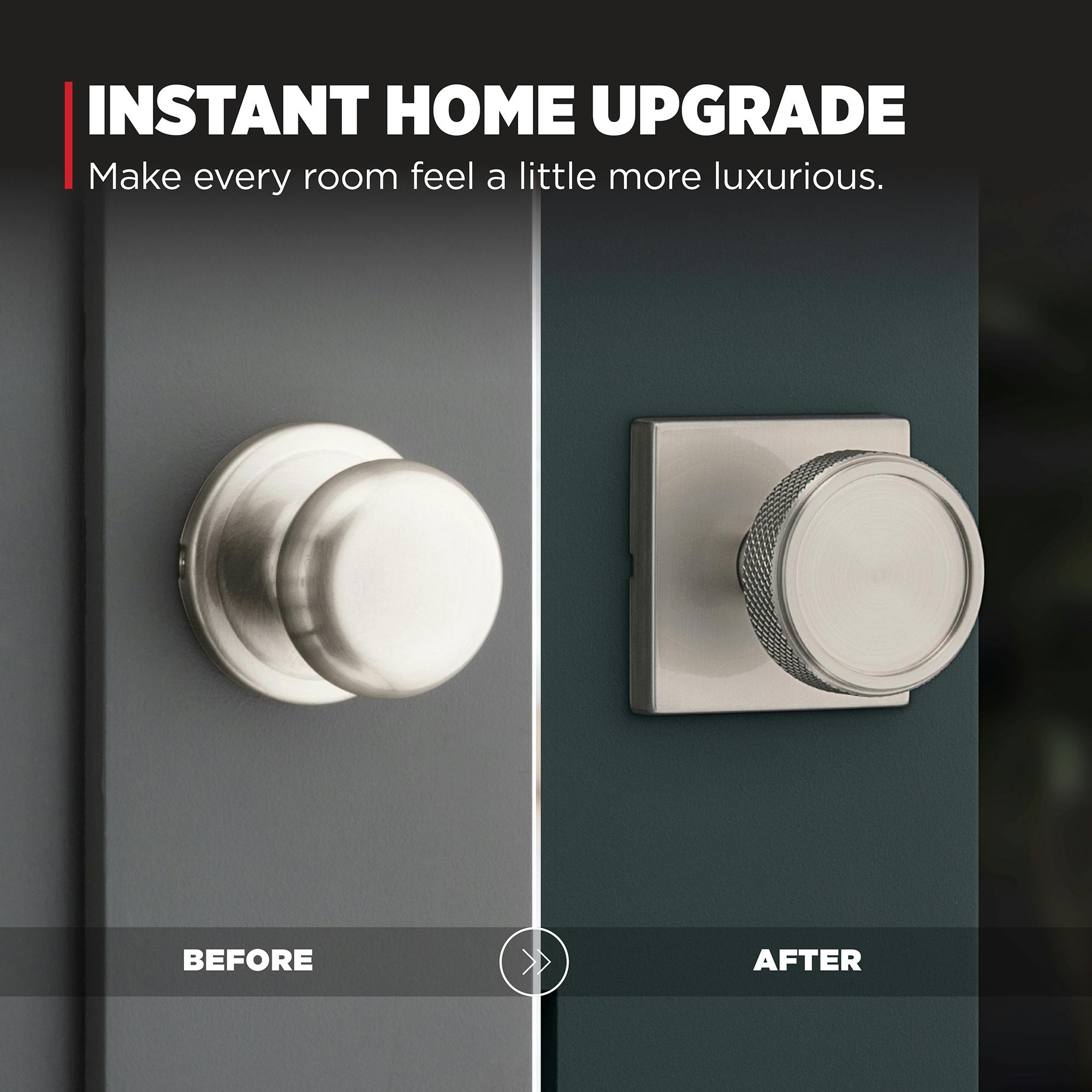 Kwikset&rsquo;s Raya collection features diamond knurling and is available in Satin Nickel, Matte Black and select two-tone configurations.