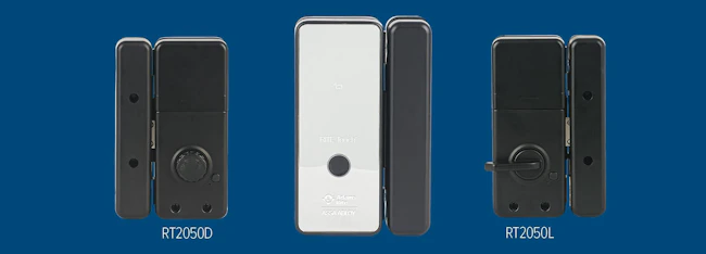 The RITE Touch 2050 provides PIN, fingerprint and MIFARE credential access for all-glass interior doors.