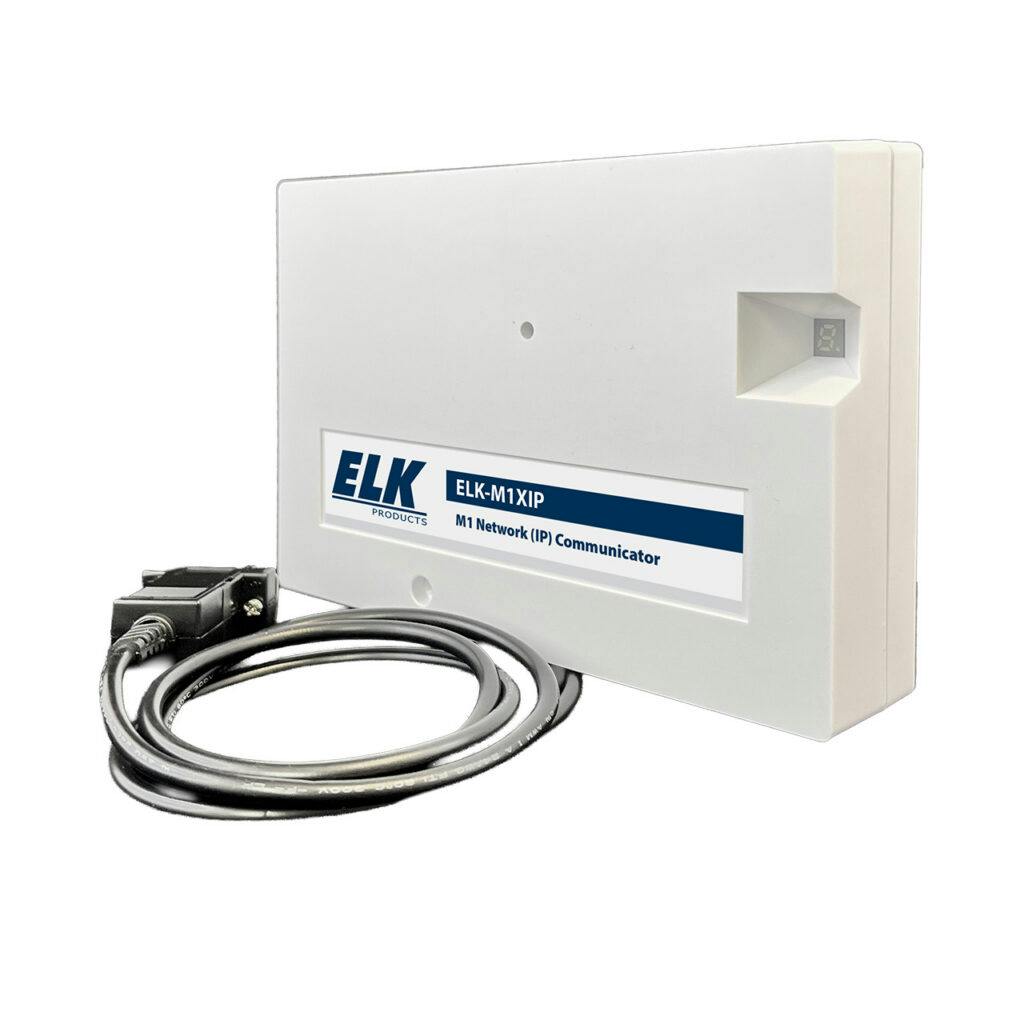 The ELK-M1XIP Network Communicator provides IP Ethernet connectivity, remote programming capabilities and system diagnostics for ELK M1 systems.